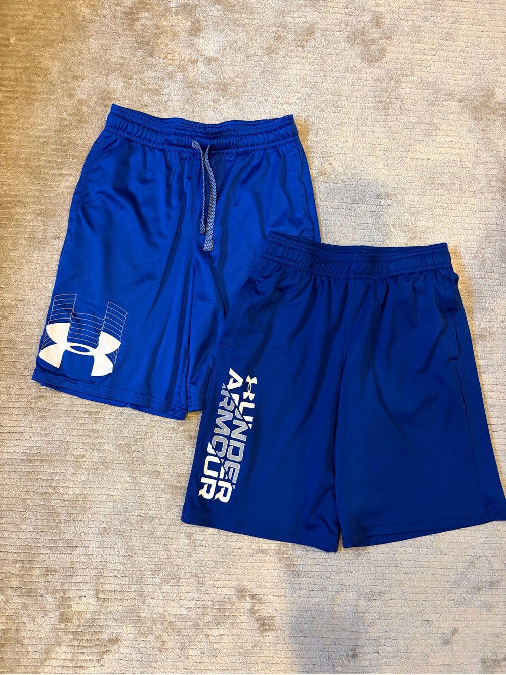 Under Armour Boys Athletic Shorts 2-Pair Lot – Youth Medium – Royal Blue